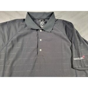 Zero Restriction Polo Shirt Men 2XL Black Striped Casual S/S Travelers Insurance